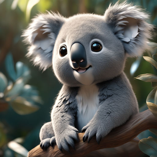A Surreal Koala with a Tail of Rainbow Ribbons, Clinging To a Fantastical  Eucalyptus Tree4, Generative AI Stock Illustration - Illustration of  eucalyptus, clinging: 280668373