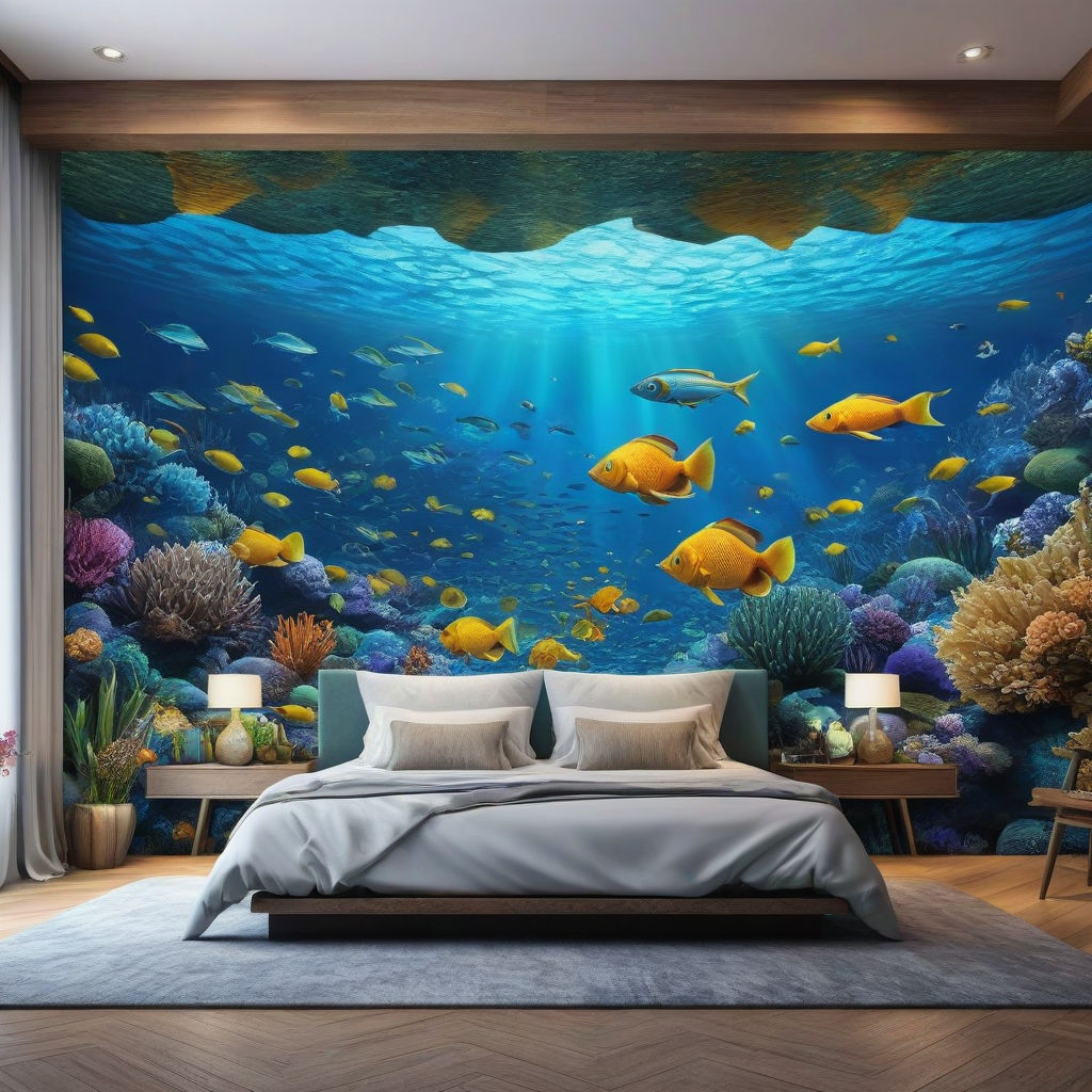 3D Underwater View Ray Fish Entire Room Bathroom Wallpaper Wall Mural Art  Decor