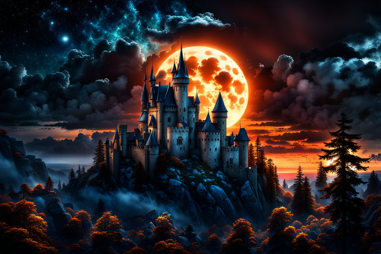 Vampire Castle Night Sky Moon Wallpaper 4K #4.3292