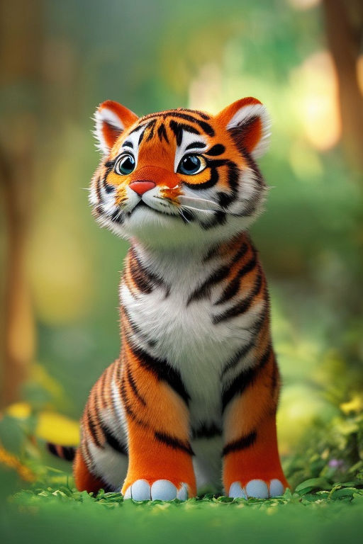 adorable cutie baby tiger with huge eyes acrtoon, hyperealistic, kawaii,  watercolor, savanah background - AI Generated Artwork - NightCafe Creator