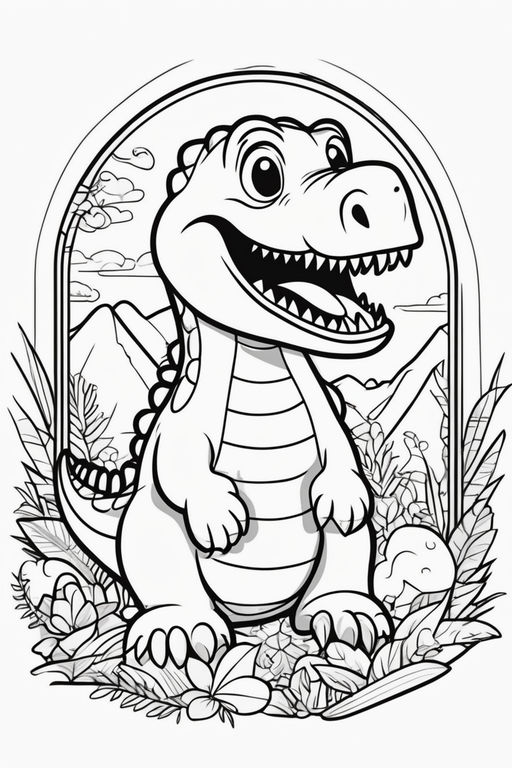 Tyrannosaurus rex dinosaur coloring page vector illustration