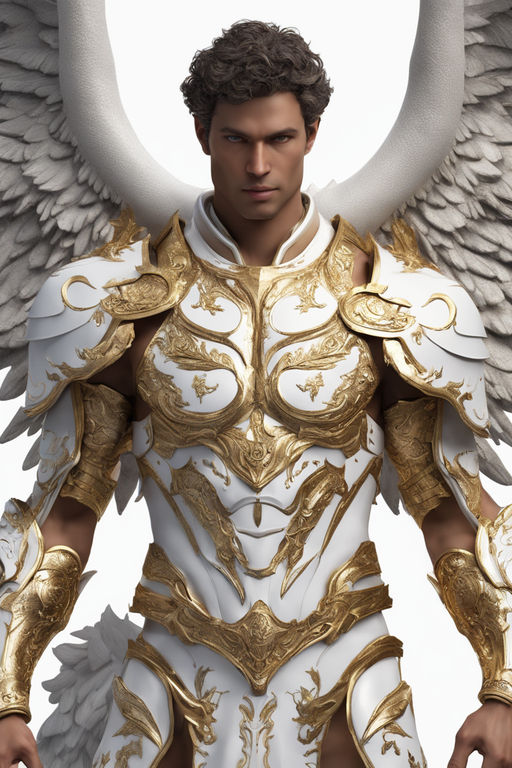 glorious male Archangel in white armour - Playground