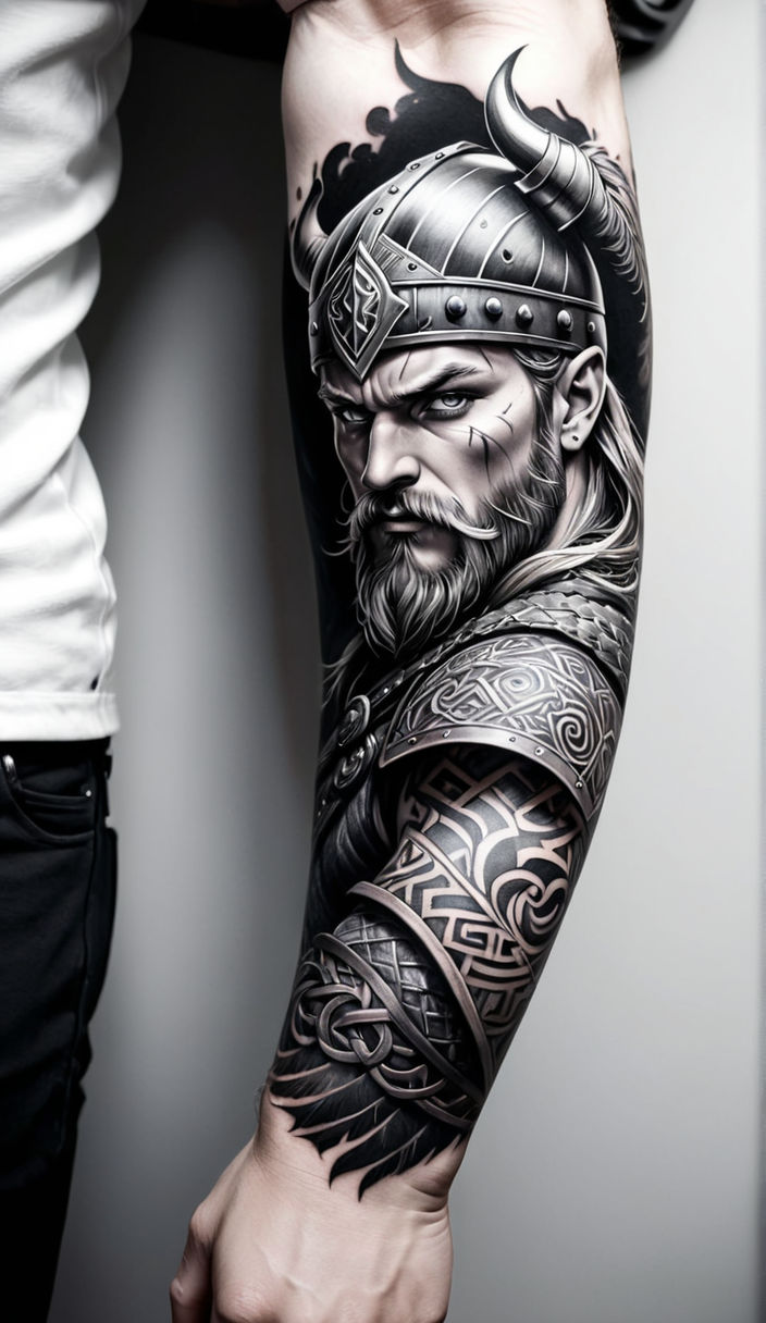 Realism Greek God And Spartan Tattoo Idea - BlackInk AI