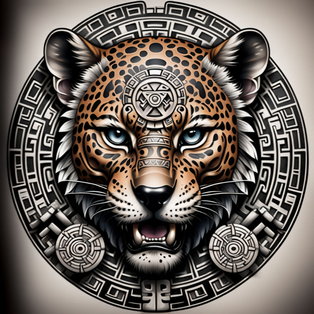 adding an element of magic and mystery to the scene. This fierce and  imposing tattoo captures the wild and untamed nature of the [jaguar]