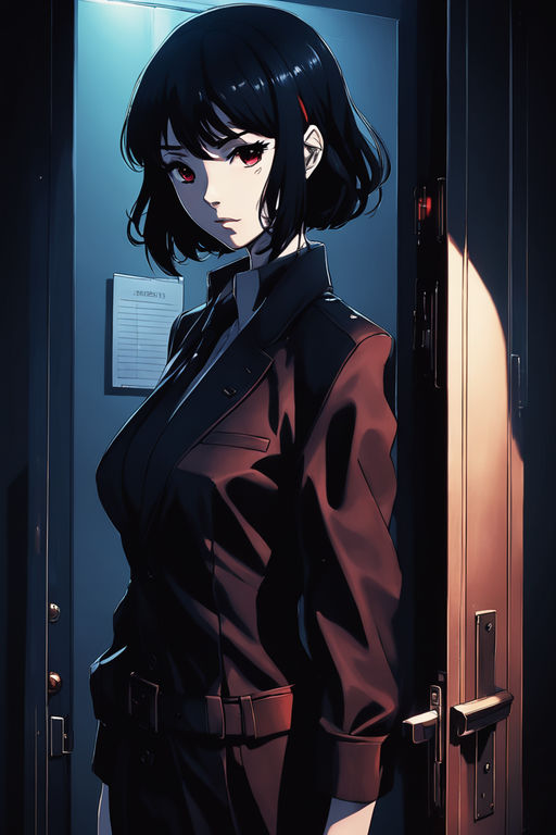 anime visual of a girl with short hair, dark atmosph