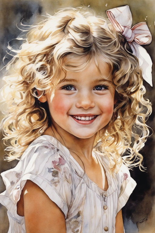 little girl with curly hair drawing