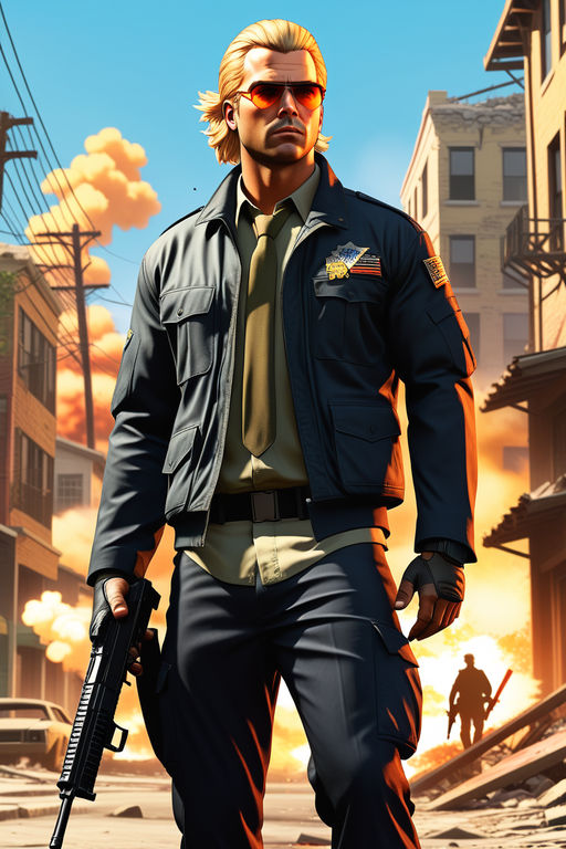 niko bellic brown leather jacket, gta 4 loading screen, Stable Diffusion