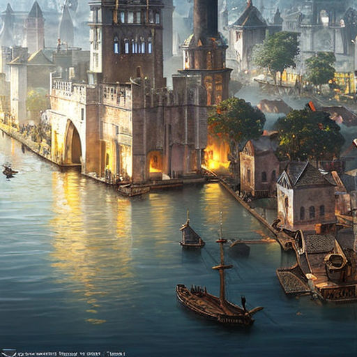 fantasy medieval port city