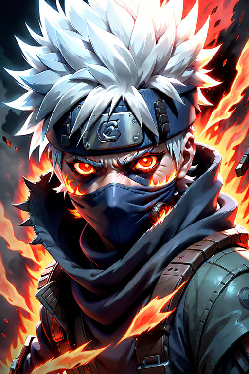 cool fighting stance kakashi hatake blood anime style - Playground