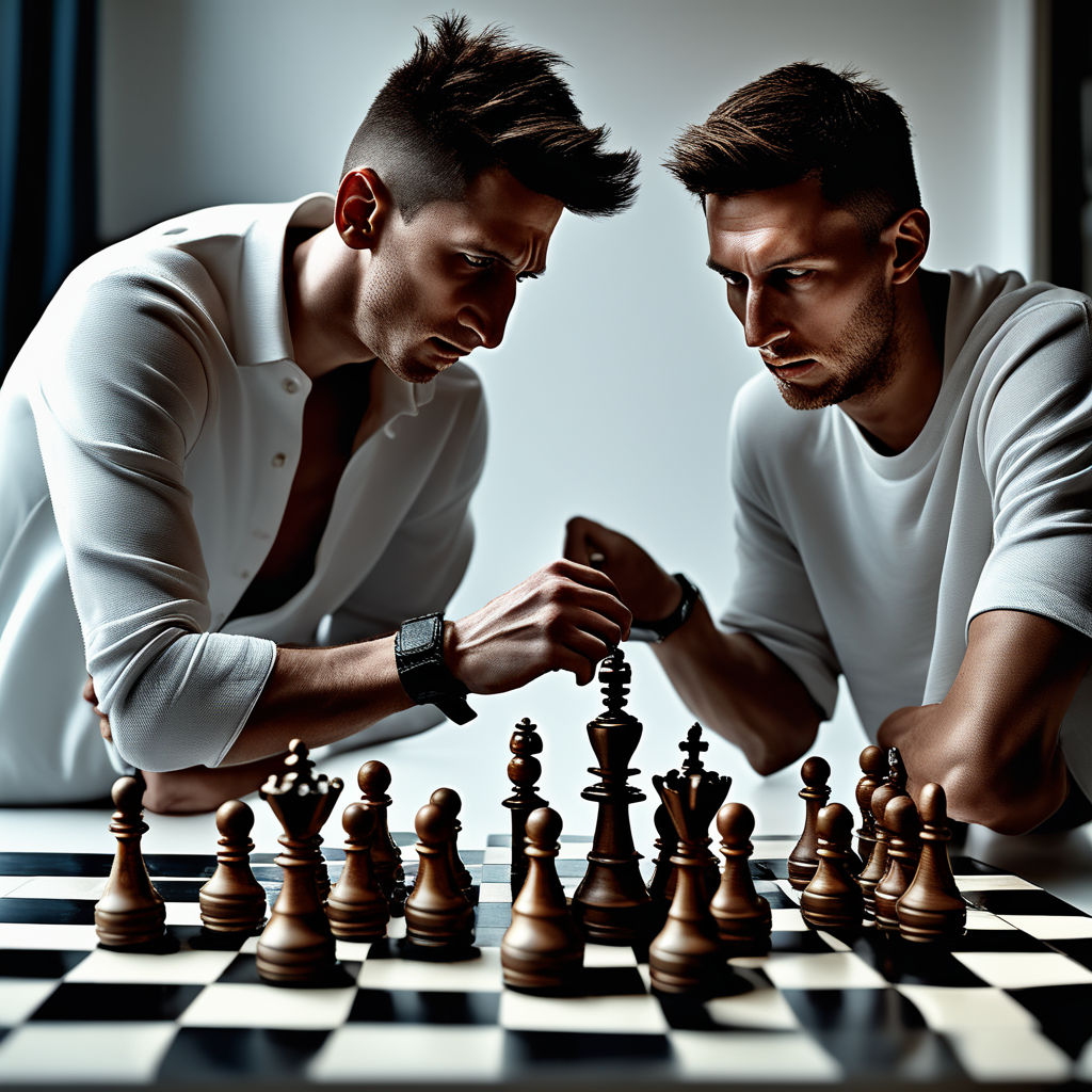 messi and cristiano ronaldo playing chess - Playground