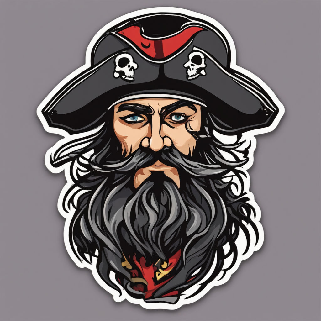 Blackbeard Pirate Mascot Sticker