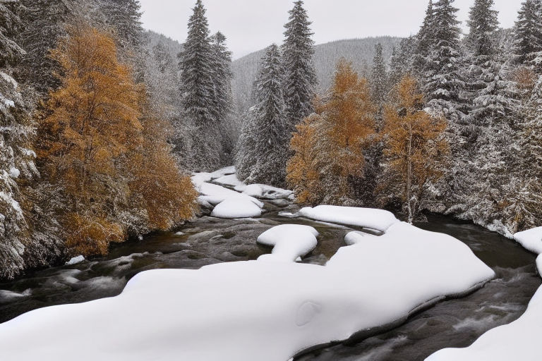 Übergang vom Herbst zum Winter und wie sich die Landschaft langsam in eine  winterliche Szenerie verwandelt\