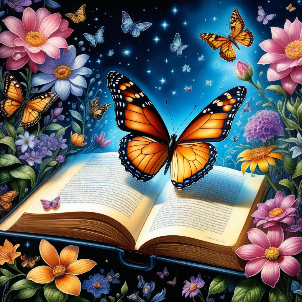 An Open Book with Beautiful Flowers