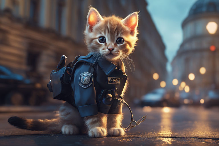 police cat with gun - Playground