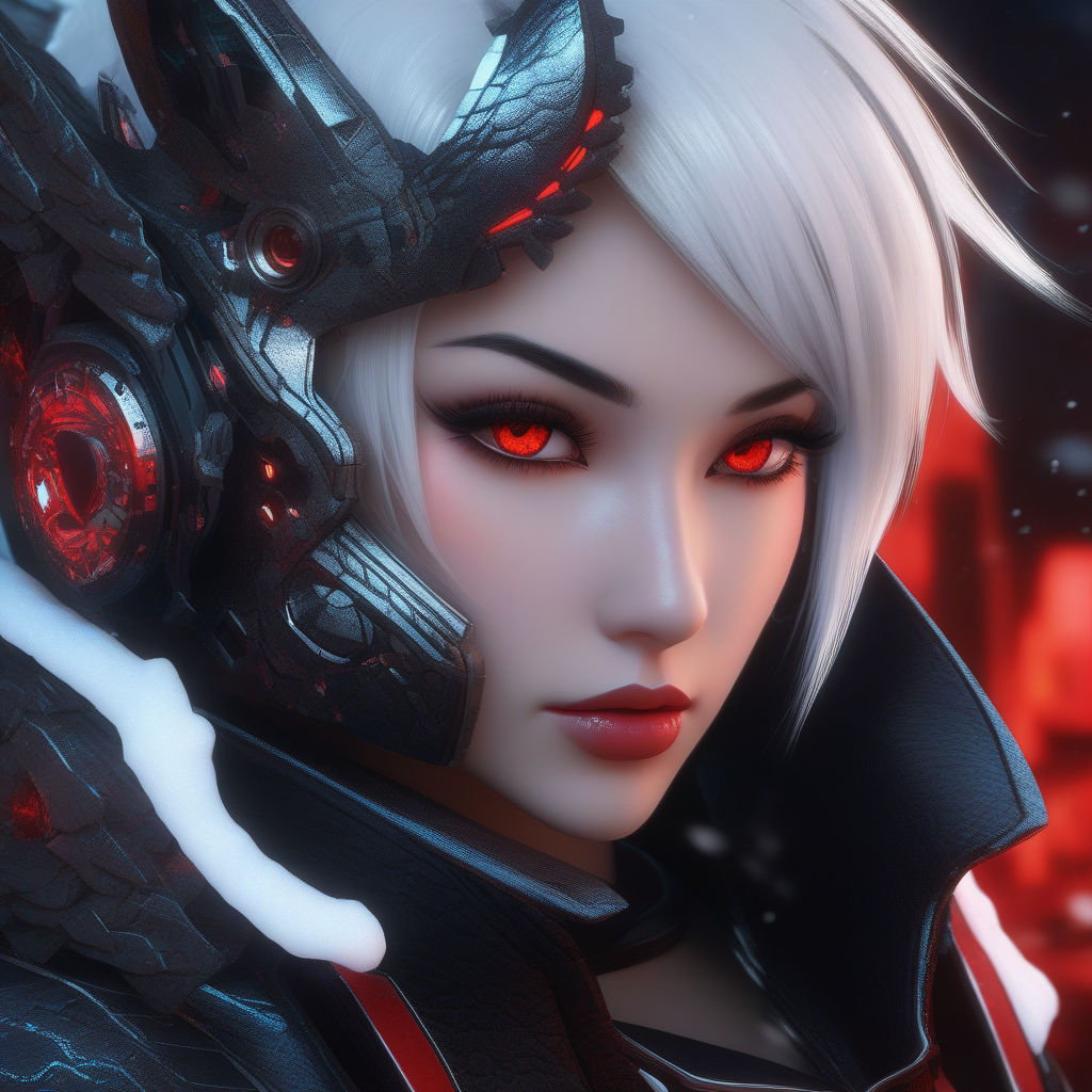 visible-elk918:   , elf vampire girl with white hair and red eyes. anime style