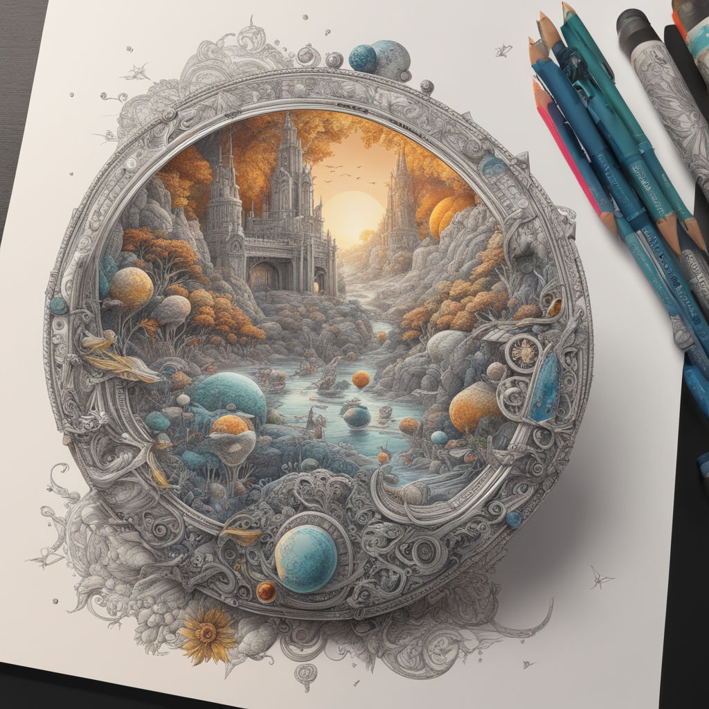 Colored pencil art on paper, highly detailed, artstation, Prism