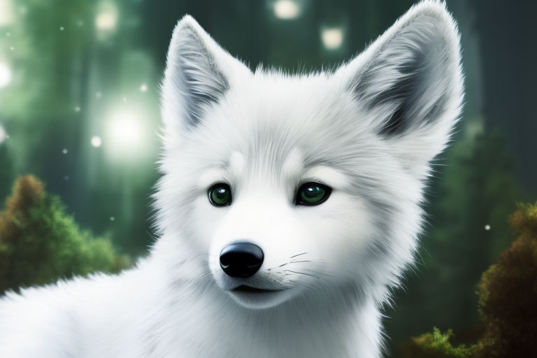 baby white fox drawing