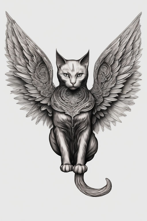 cat angel tattoos