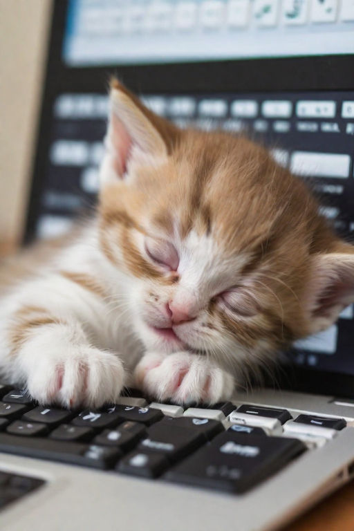 sleepy kitten computer