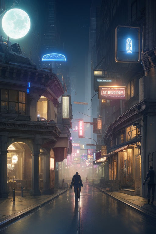 The neon-lit streets of a cyberpunk anime night city with this