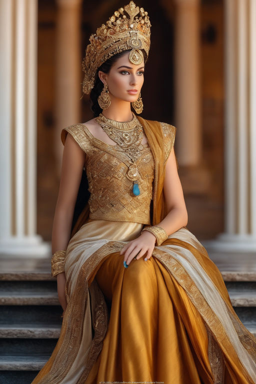 Free Photos - A Woman Wearing Traditional Eastern Indian Clothing,  Including A Red Outfit And Gold Jewelry, Such As Rings And Necklaces. She  Appears To Be Adorned For A Special Occasion, Possibly