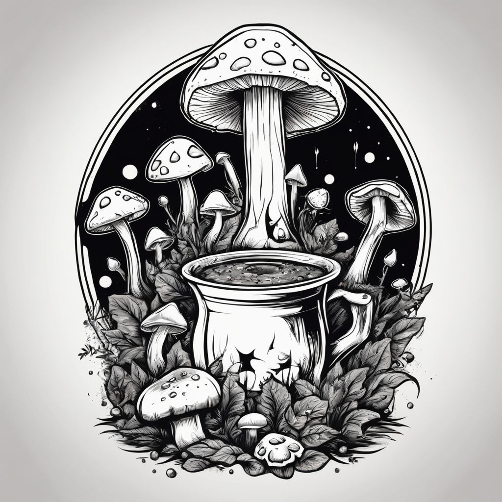 Mushrooms in a jar Black & White art Art Board Print for Sale by Studio135