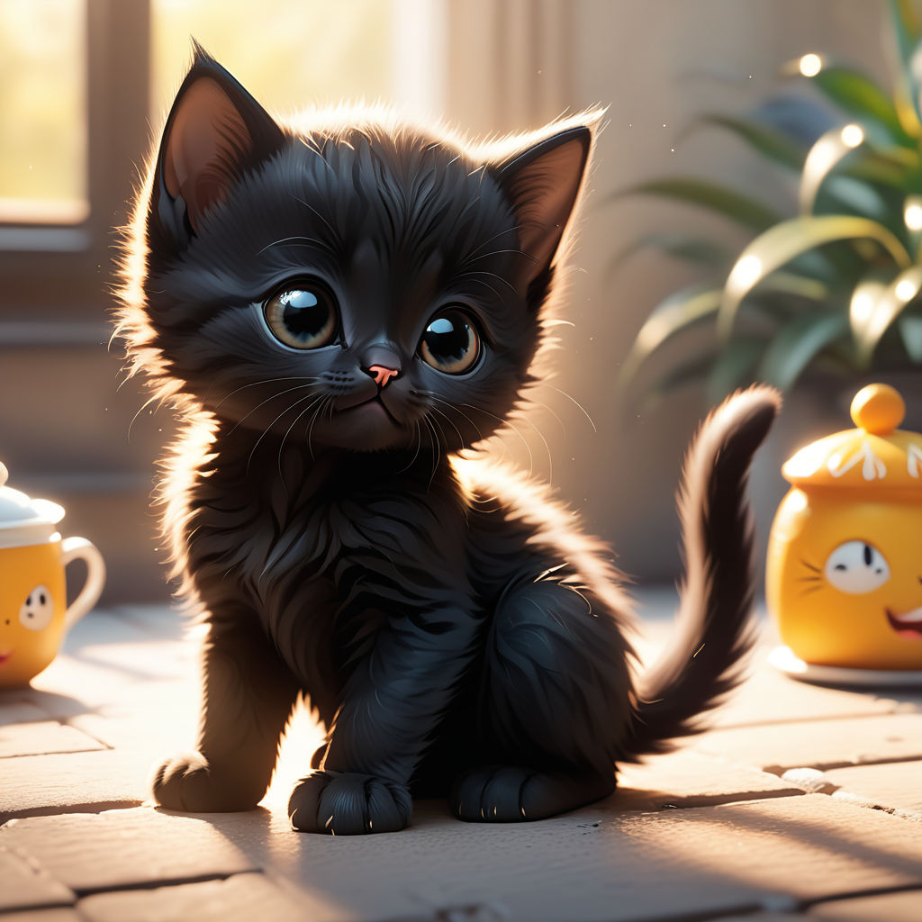 cute cartoon black cat