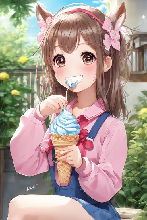 Wallpaper : illustration, anime girls, artwork, ice cream, mangaka  1920x1080 - bochin1976 - 139543 - HD Wallpapers - WallHere