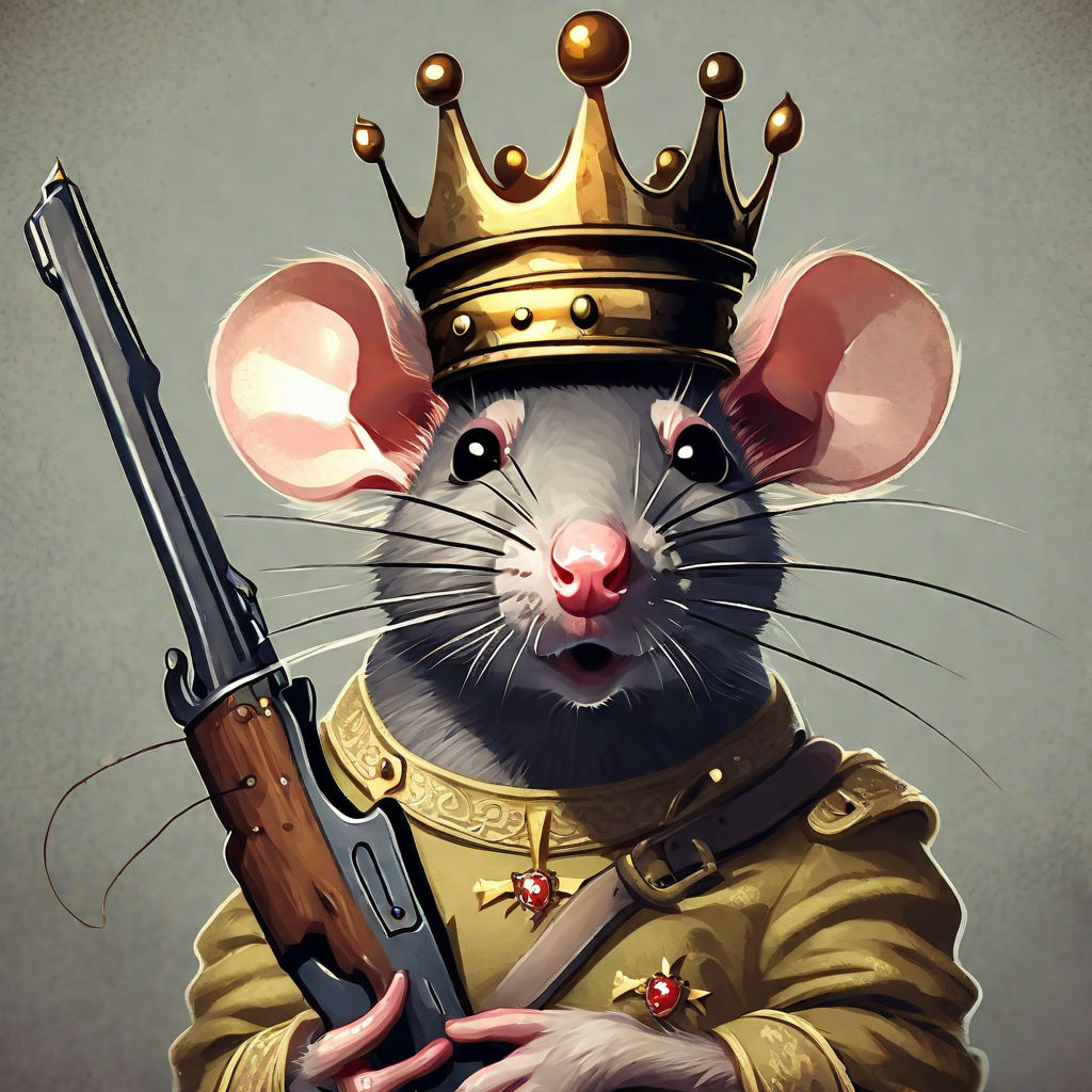 Rat King Wearing a Medieval Robe and Royal Crown in Renaissance Portrait  Digital Art | Sticker