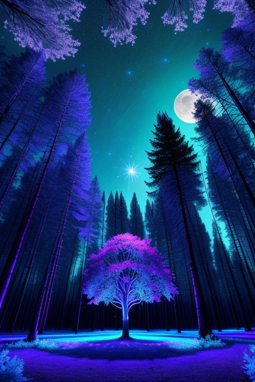 Nature landscape purple in the night with view mountain and forest