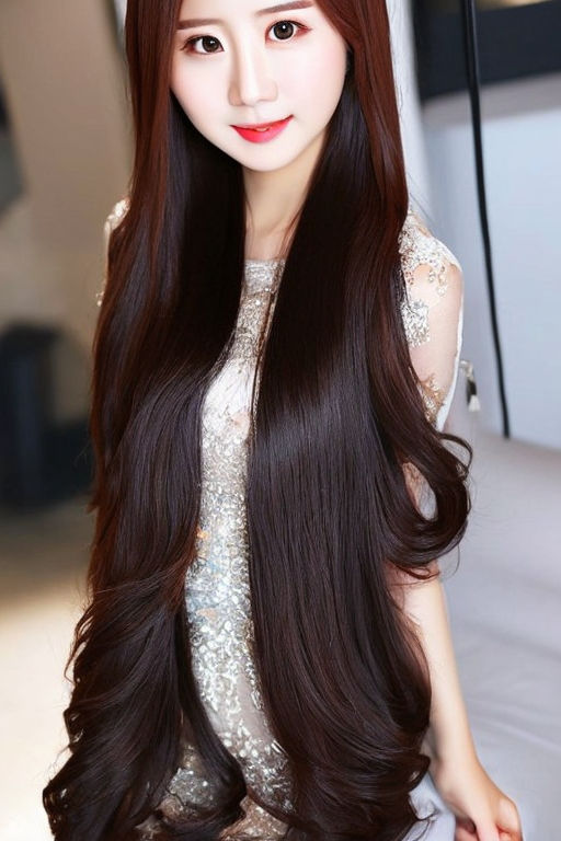 long black shiny straight hair - Playground