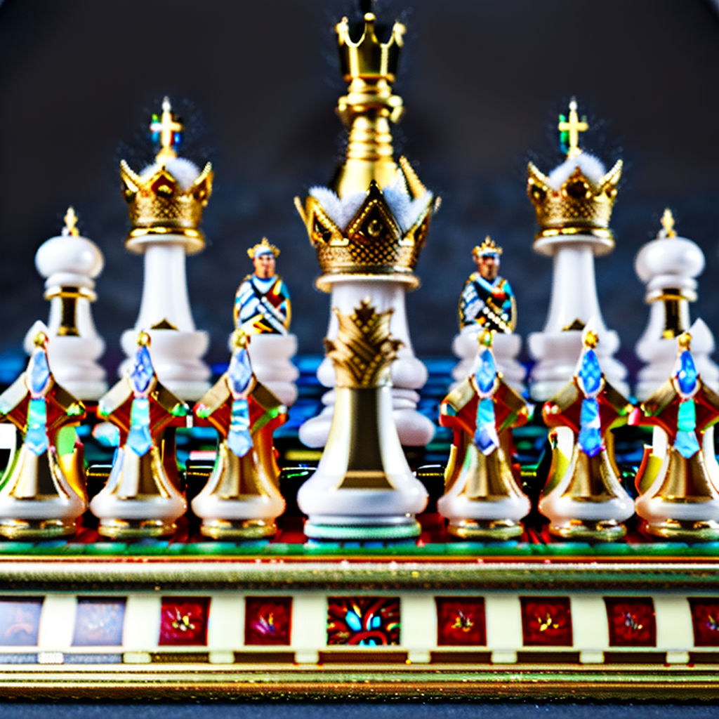 top view of a colorful crystal chess pieces in the shape of primary  geometric shapes - Playground