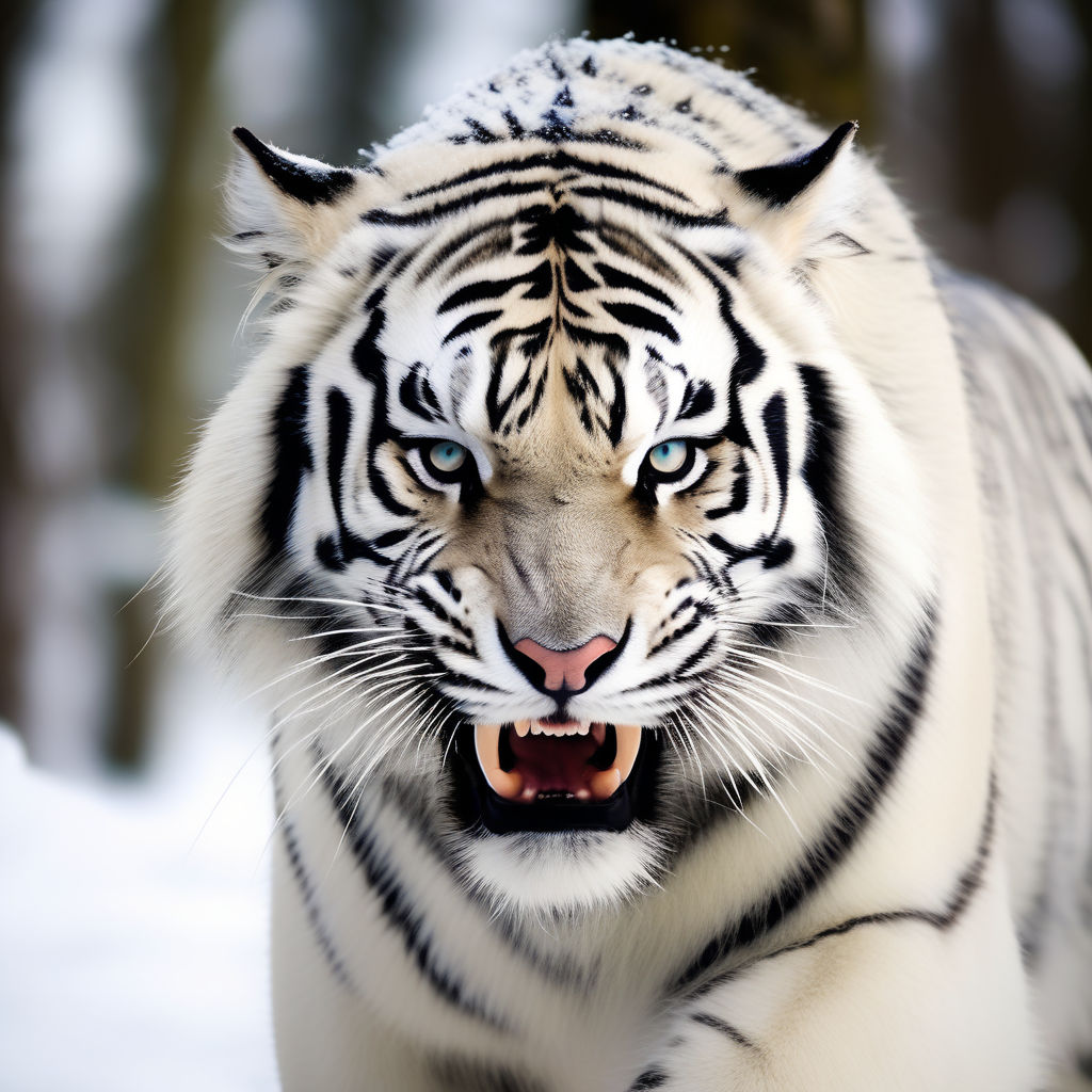 angry white tiger blue eyes