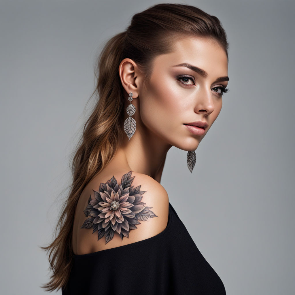 Tattoo uploaded by Orla • Awesome double black & grey peony flower neck  tattoos &, marching shoulder geometric mandela tattoos • Tattoodo