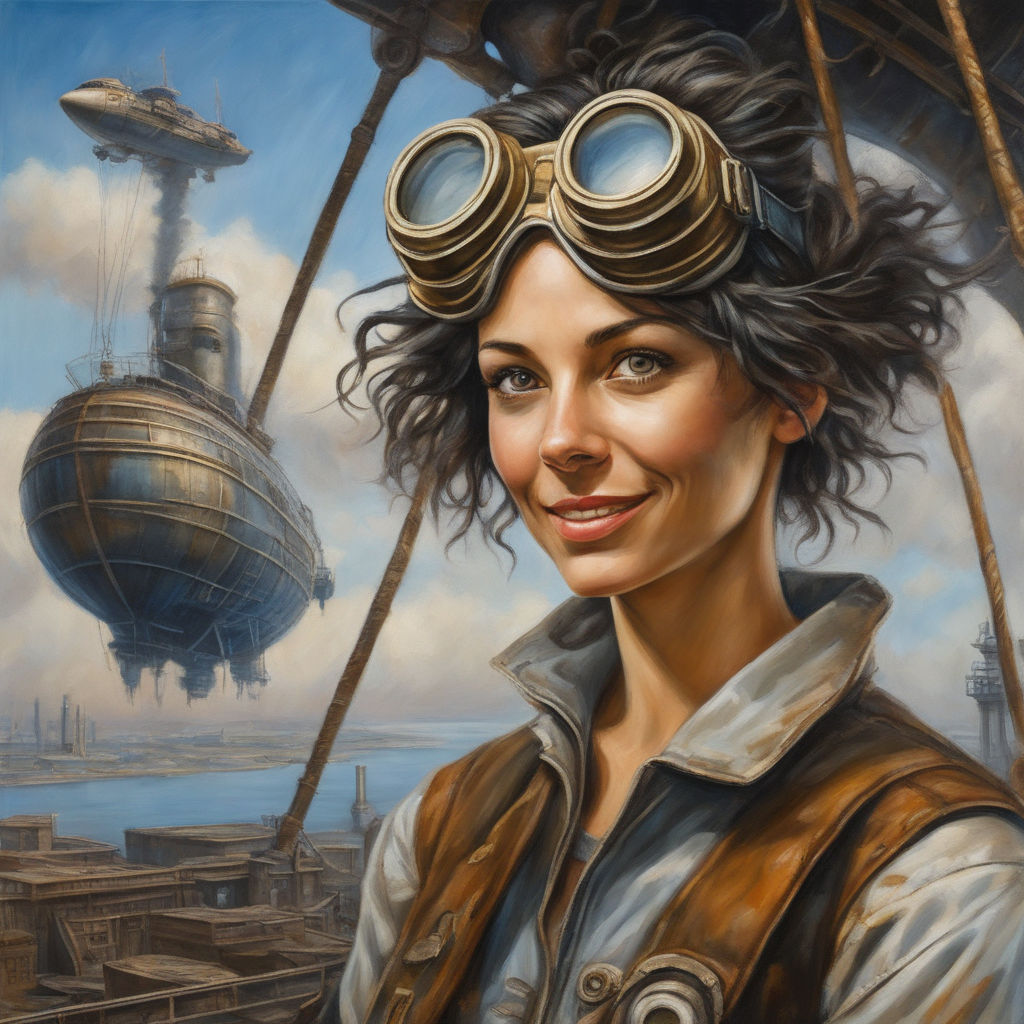 steampunk airship pilot