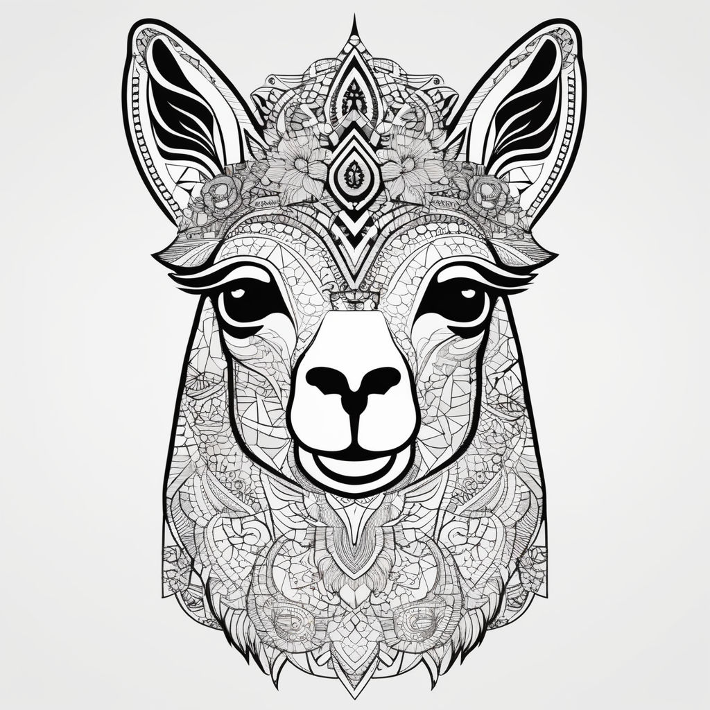 Llama Simple Line Art Flat background - Playground