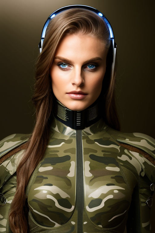 Attractive Nordic Woman in Tactical Military Cosplay