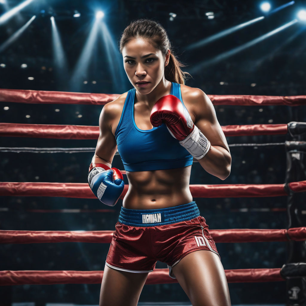 Free Photos - A Woman Wearing Red Boxing Gloves And A Hooded Jacket, With  Her Hands Held In A Fighter's Pose. She Is Staring Ahead With A Focused And  Determined Expression, Exuding