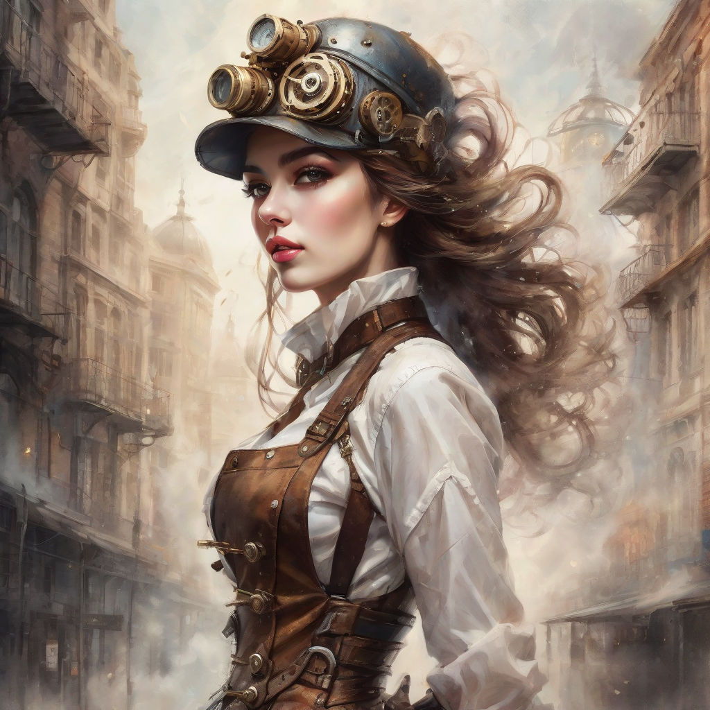 Hyper Realistic Steampunk Lady in a Big Victorian Dress · Creative