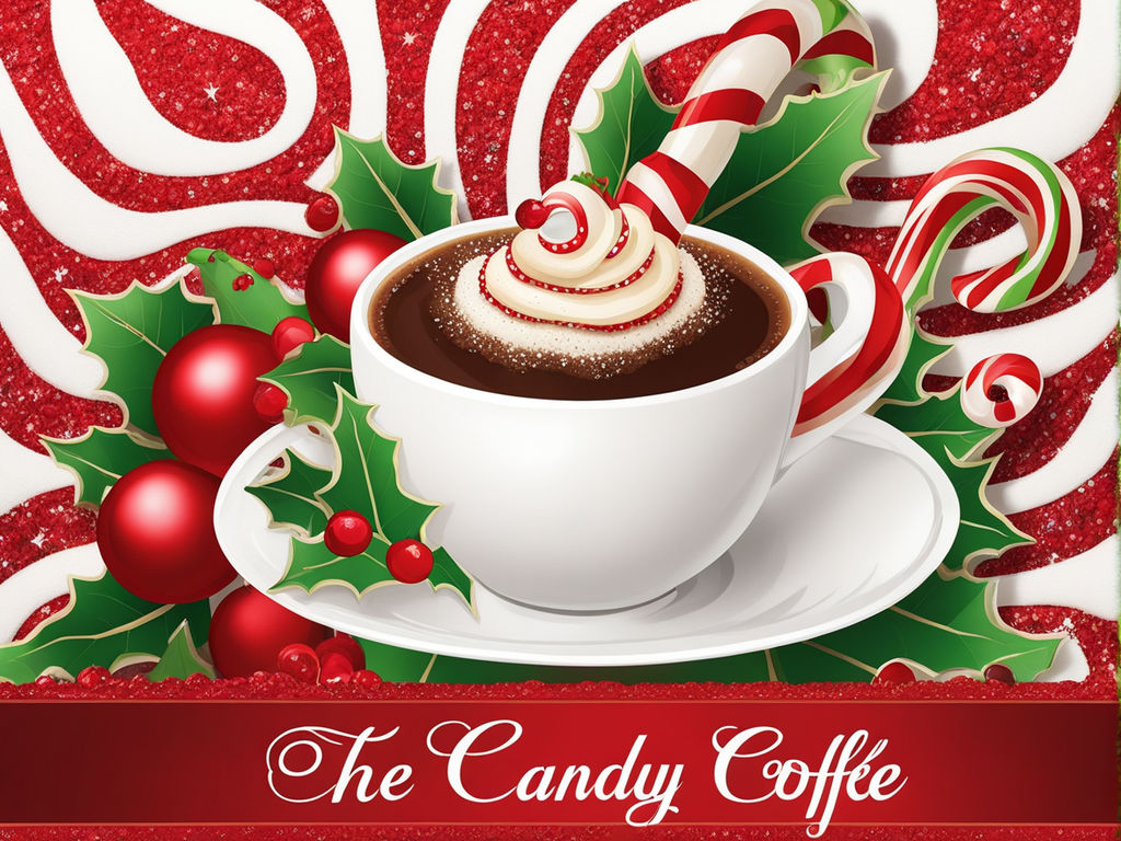 Christmas Coffee Cup with Candy Cane I Art Print by Aldona