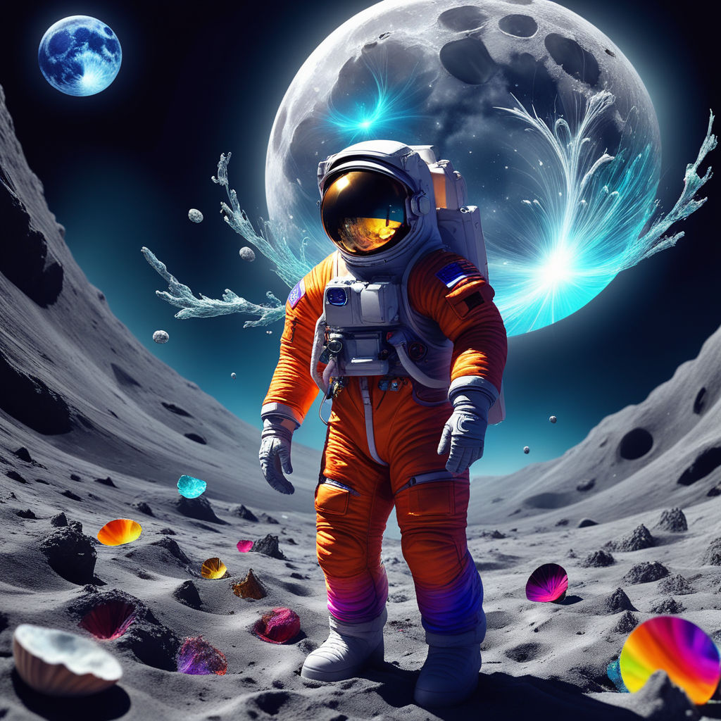 Premium Photo  Astronaut on the hill a spaceman standing on a hill  surrounded by floating rocks digital art style illustration painting