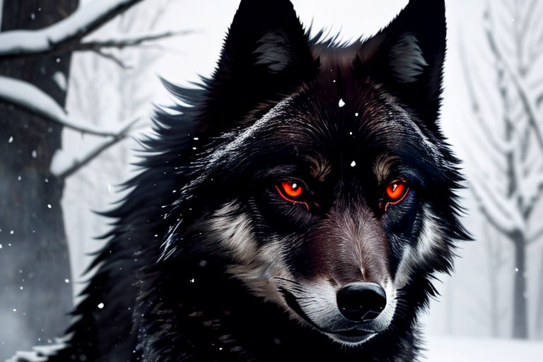 black wolves with red eyes and wings