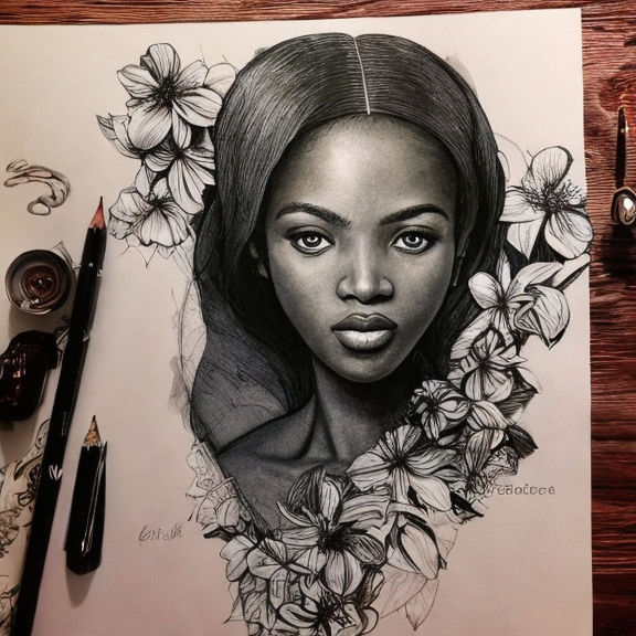 flower pencil illustration