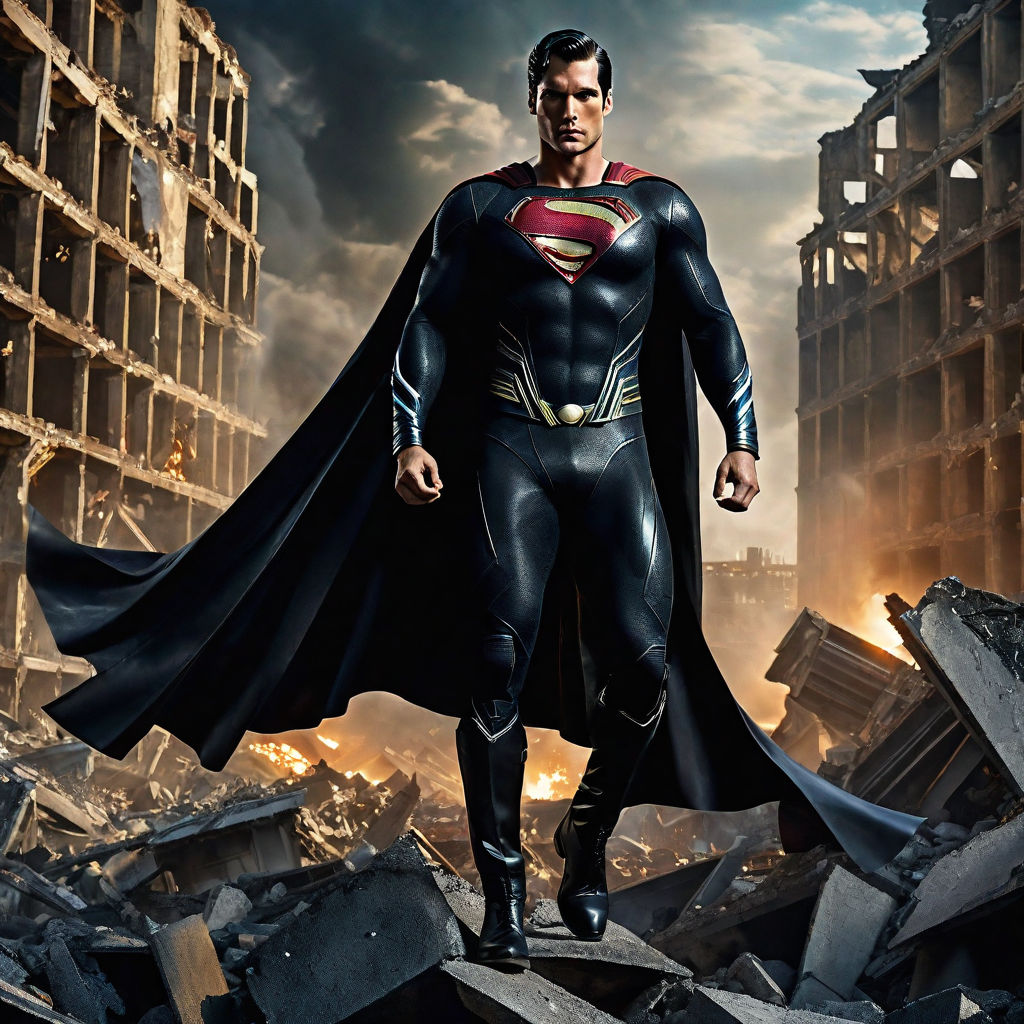 A closing shot of Superman in a heroic pose