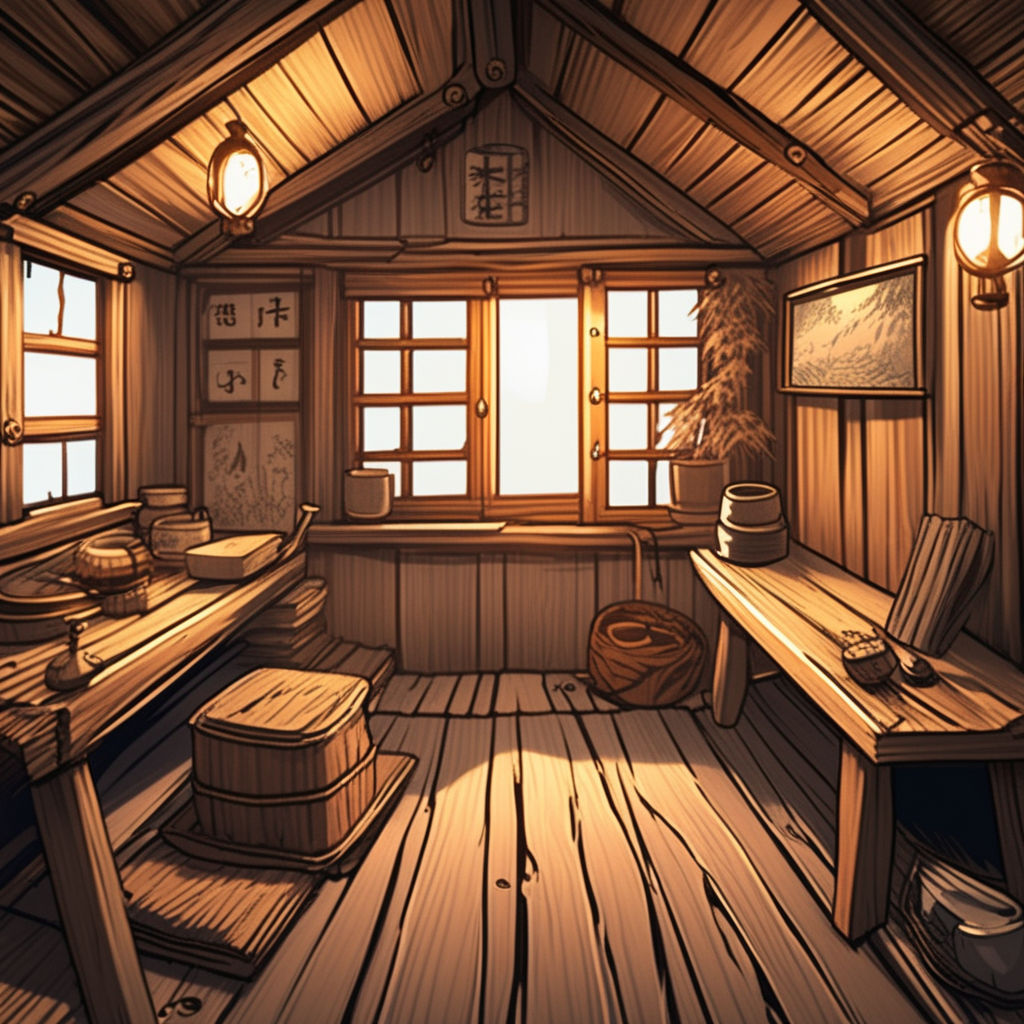 Cozy Cabin in The Woods Anime Style