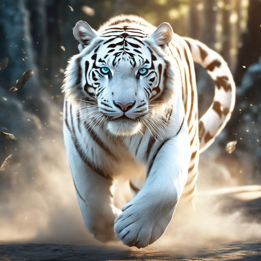 white tiger running