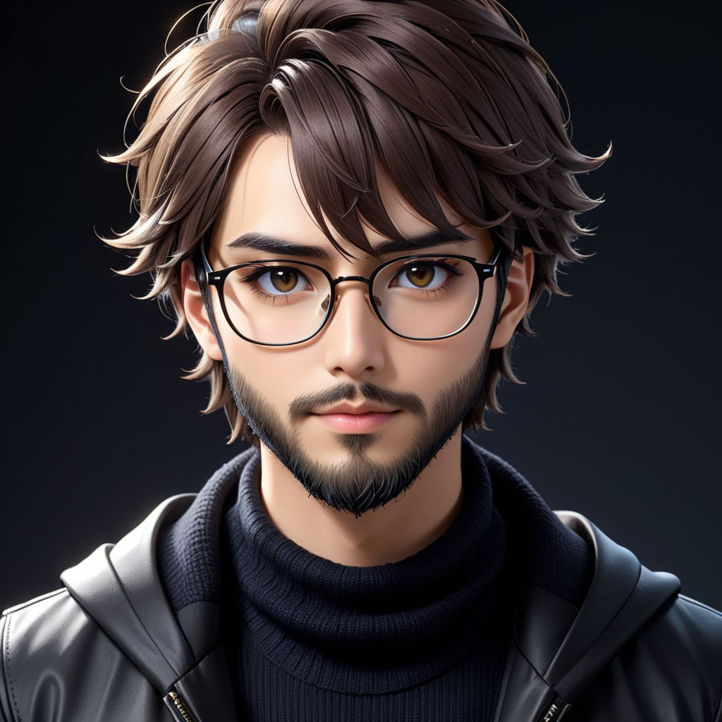 Anime man with beard