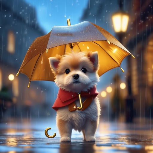 Dog clearance holding umbrella