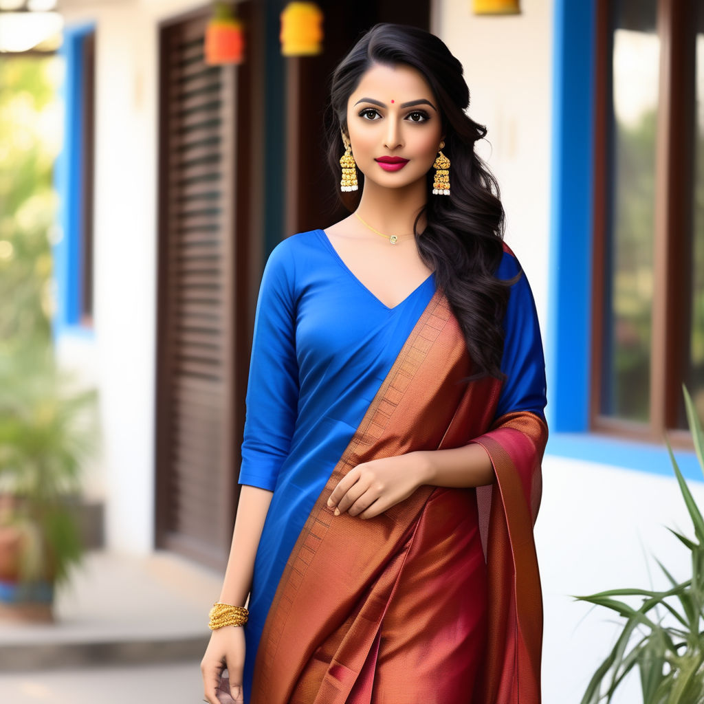 wearing a colorful saree - Playground