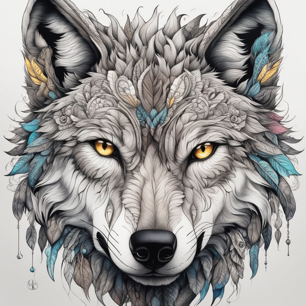 realistic wolf head drawing